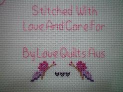 Cross stitch square for Ella B's quilt