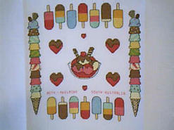 Cross stitch square for (QUILTED) Ice Cream E01's quilt