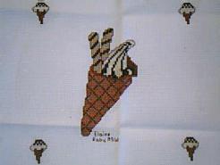 Cross stitch square for (QUILTED) Ice Cream E01's quilt