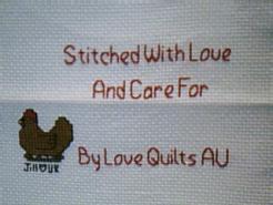 Cross stitch square for (QUILTED) Chooks & Roosters E01's quilt