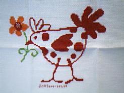 Cross stitch square for (QUILTED) Chooks & Roosters E01's quilt