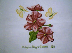 Cross stitch square for Harmony F's quilt