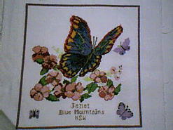 Cross stitch square for Harmony F's quilt