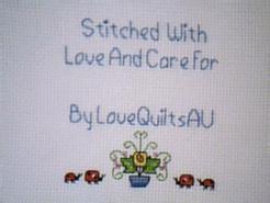 Cross stitch square for Imogen R's quilt