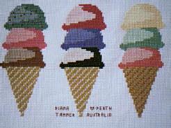 Cross stitch square for (QUILTED) Ice Cream E01's quilt