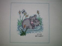 Cross stitch square for Dekkard's quilt