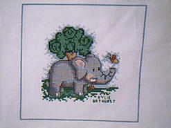 Cross stitch square for Dekkard's quilt