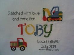 Cross stitch square for Toby H's quilt