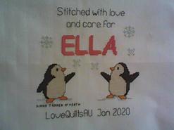 Cross stitch square for Ella W's quilt