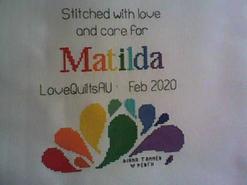 Cross stitch square for Matilda's quilt