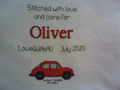 Cross stitch square for Oliver B's quilt