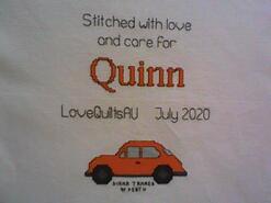 Cross stitch square for Quinn H's quilt