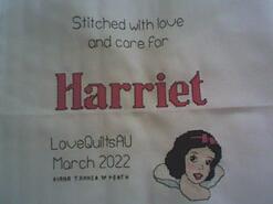Cross stitch square for Harriet's quilt