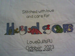 Cross stitch square for Hudson's quilt
