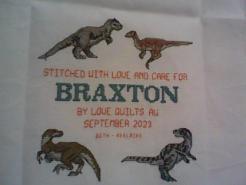 Cross stitch square for Braxton's quilt