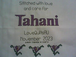 Cross stitch square for Tahani's quilt