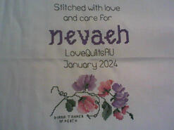Cross stitch square for Nevaeh's quilt