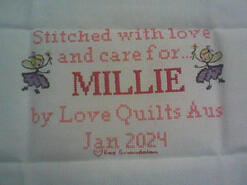Cross stitch square for Millie's quilt