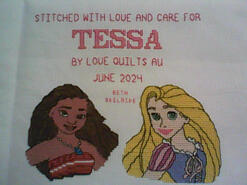 Cross stitch square for Tessa's quilt