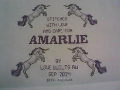 Cross stitch square for Amarlie's quilt