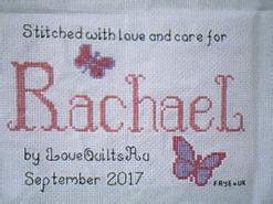 Cross stitch square for Rachael's quilt