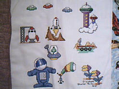 Cross stitch square for (QUILTED) Boy Theme E01's quilt