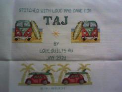 Cross stitch square for Taj's quilt