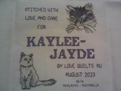 Cross stitch square for Kaylee-Jayde's quilt