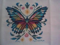 Cross stitch square for Butterflies Stitch-a-long's quilt