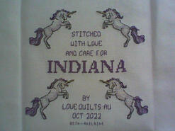 Cross stitch square for Indiana's quilt