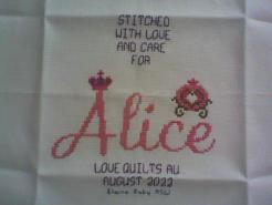 Cross stitch square for Alice's quilt