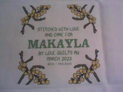 Cross stitch square for Makayla's quilt